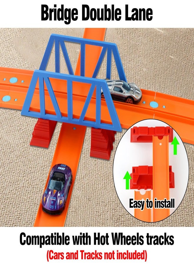 WSBXBB Bridge Double Lane Compatible with hot Wheel Track (Bridge Only) Red & Blue - Image 2